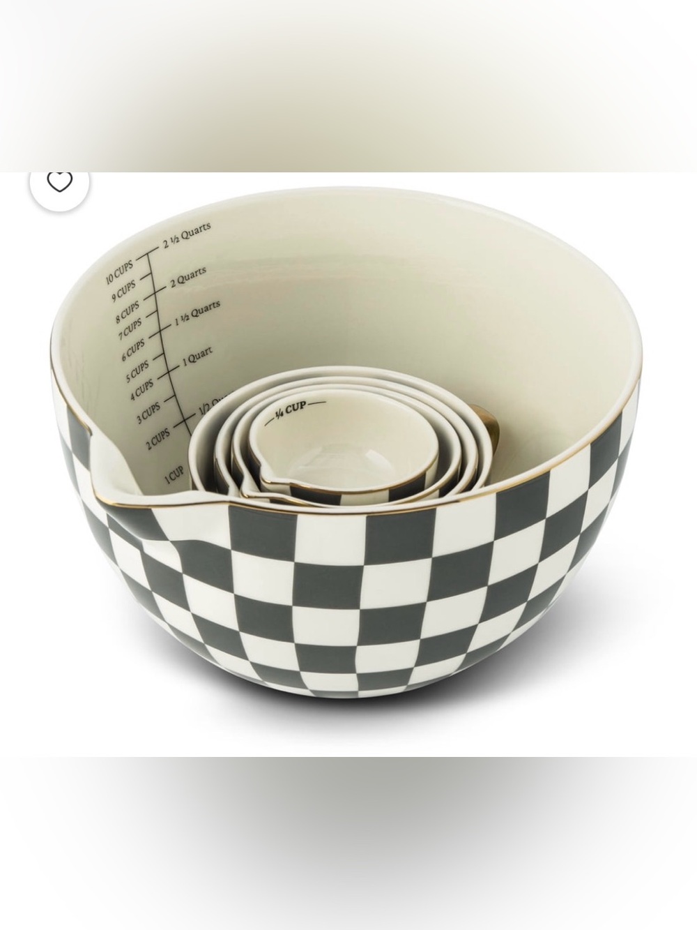 Thyme & Table Black and White Checkered 5-Piece Batter Bowl & Measuring Cup Set - Picture 3 of 8